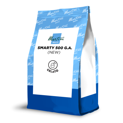 Modro-bílý stojací sáček s etiketou Martini Gelato Smarty 500 G.A. (Nové), obal na zmrzlinu.