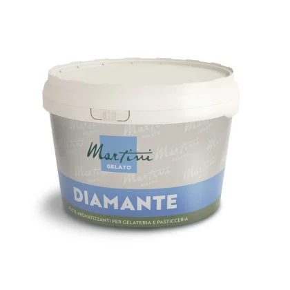 Bílá plastová dóza pasty Martini Gelato Diamante pro výrobu zmrzliny a cukrářských výrobků.