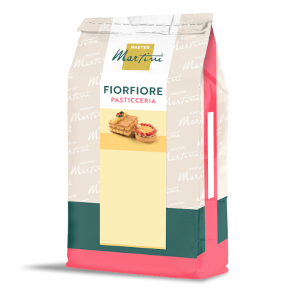 Sáček pečicí směsi Master Martini Fiorfiore Pasticceria s obrázky listového těsta a koláče.